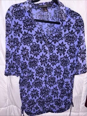 Lavender Floral Damask Tunic with Side Ties
